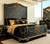 FRENCH BLACK AND GOLD BED WITH HIGH HEADDBOARD