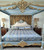 FRENCH CANOPY BED BLUE AND ANTIQUE GOLD