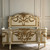 ANTIQUE OFF WHITE AND GOLD FRENCH BED