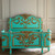 TURQUOISE AND GOLD FRENCH BED