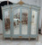 WIDE FRENCH ARMOIRE PALE BLUE AND GOLD