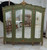 WIDE FRENCH ARMOIRE GREEN AND GOLD