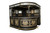 BLACK AND GOLD PUB BAR WITH STAINED GLASS