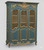 TEAL AND GOLD CHICKEN WIRE ARMOIRE FRENCH STYLE