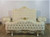 French Tufted Bed Set, Crackled White And Gold