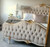 French Tufted Bed Set, Crackled White And Gold