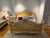 Louis XV Swag Roses Rattan Bedroom Set, White and Champagne
