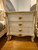 Louis XV Swag Roses Rattan Bed Frame, White and Champagne