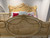 Louis XV Swag Roses Rattan Bed Frame, White and Champagne