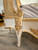 Louis XV Swag Roses Rattan Bed Frame, White and Champagne