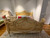 Louis XV Swag Roses Rattan Bed Frame, White and Champagne
