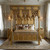 English Gothic Canopy Four Poster Bed (Antique Gold and Silver Leaf)