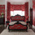 Provincial Carved Bed in Scalamandre Zebras Fabric, Masai Red & Black Gloss