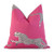 Provincial Carved Bed in Scalamandre Leaping Cheetah Fabric, Antique White & Bubblegum