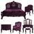 The Versailles Rococo Hand-Carved Mahogany Bedroom Set (High-Gloss Aubergine Finish)