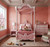 Tudor Royal Luxury Juvenile Canopy Bed – Soft Pink & Antique White