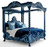 Tudor Royal Luxury Juvenile Canopy Bed – Midnight Blue & Powder Blue