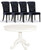 French Dining Table Set (1 Table 4 Chairs), High Gloss Noir