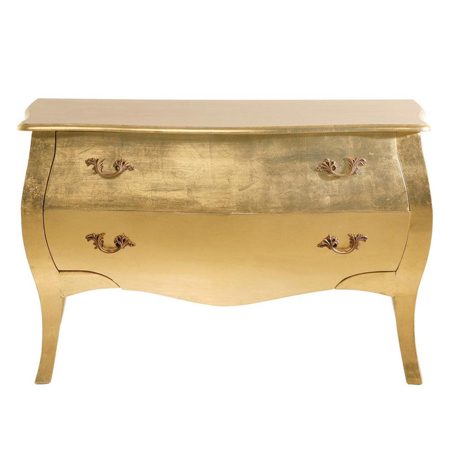 Bombe Chest of Drawers, 3 drawer Luxury Silver Leaf Chest of Drawers