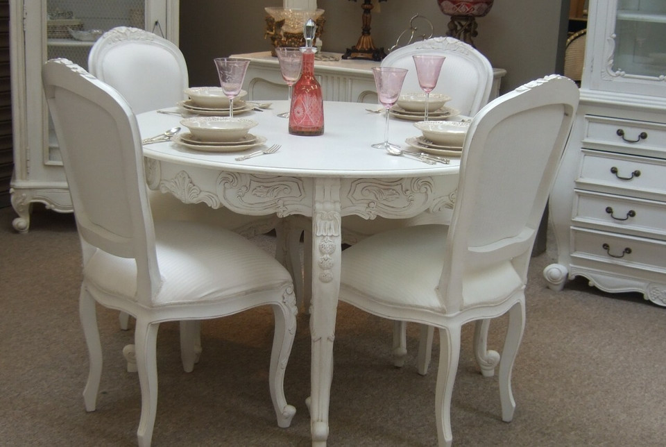 Country French Dining Room Sets Round White