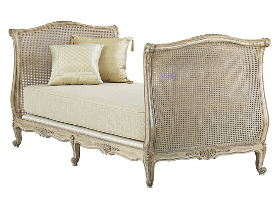 French Daybed, Ancient Oak finish, silver