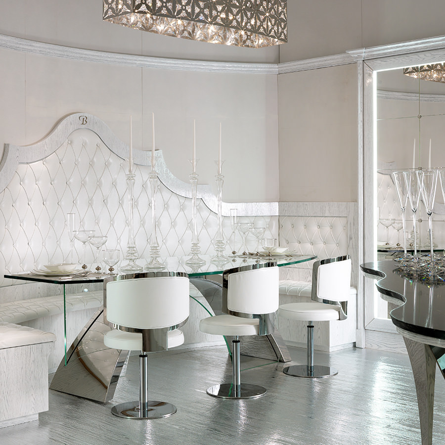 Modern Fench Dining Set, White and silver, high end