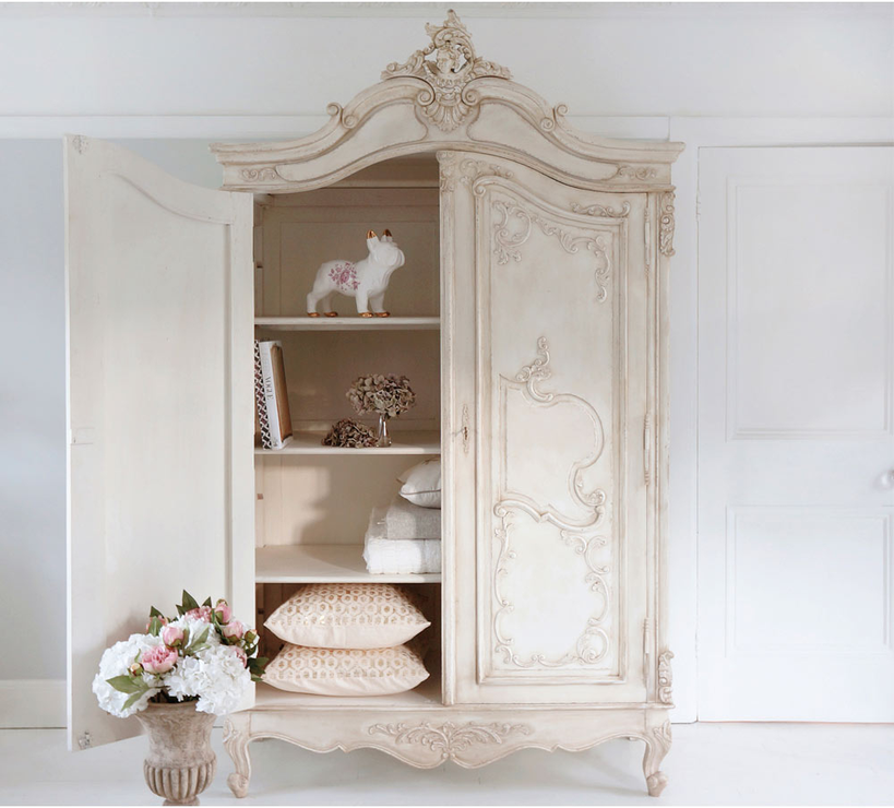 french Chateau Ivory Armoire wardrobe