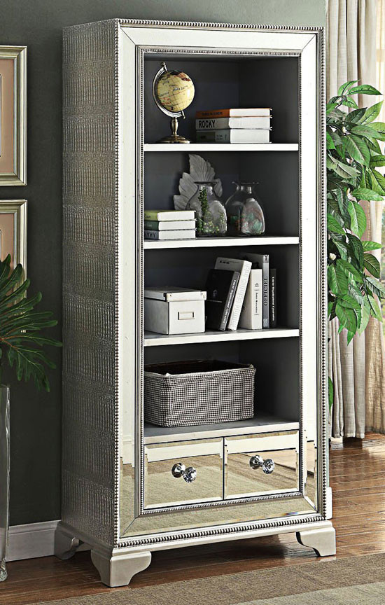 Luxury Bookcase, high end white and oak bookcase
