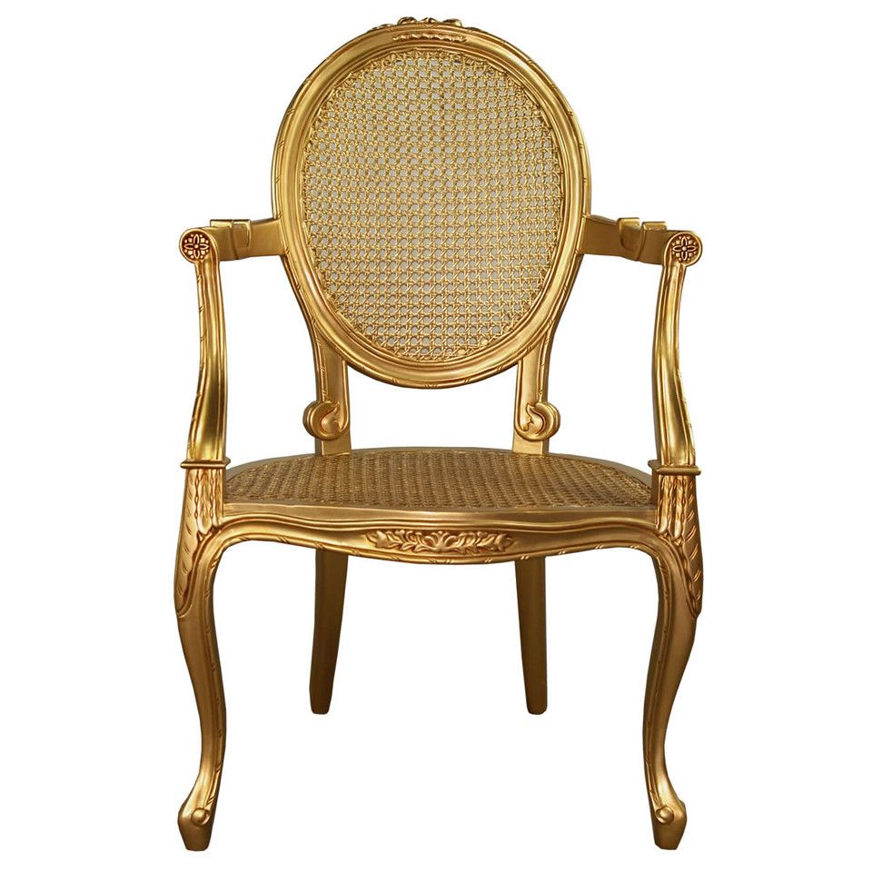 GOLD RATTAN ARMCHAIR