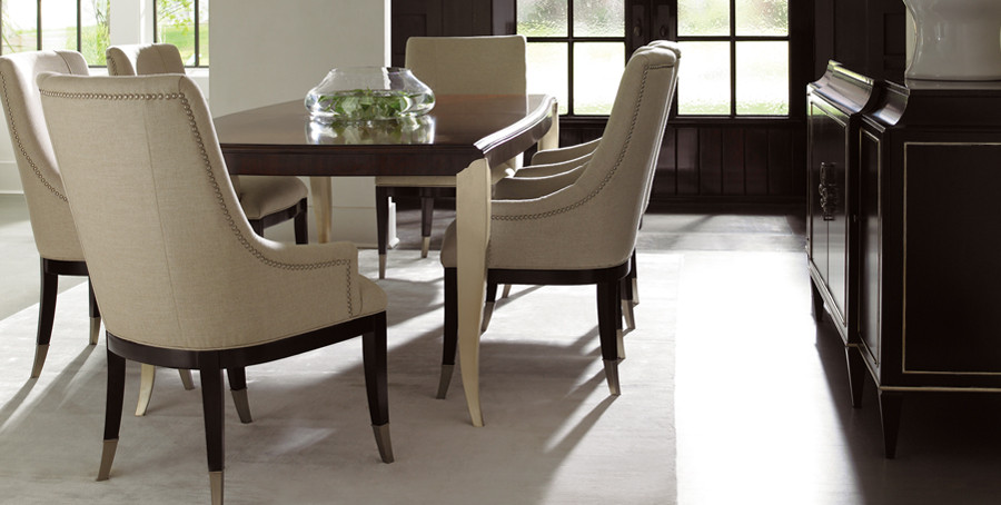 Dining table with two 20″ leaves & Sidechairs with silver ferrule