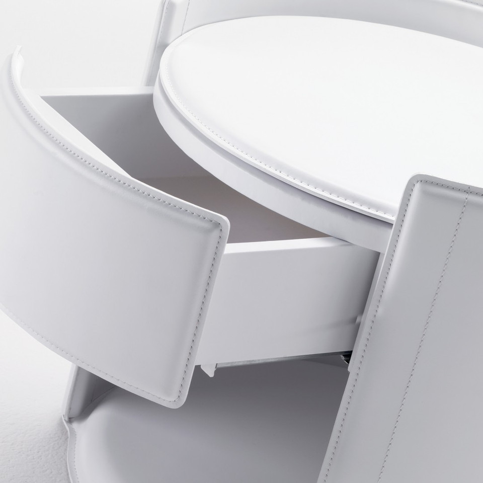 Modern Leather Bed, White Soft Leather