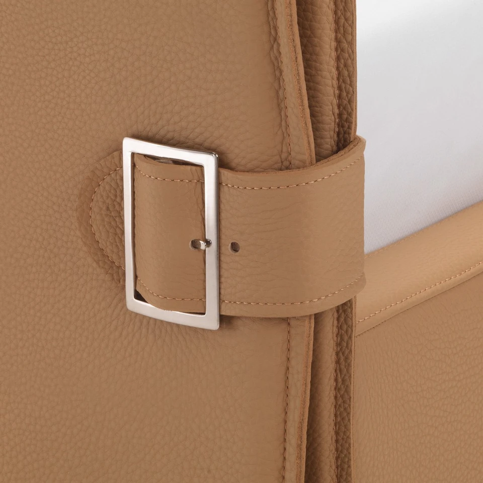 Modern Leather Bed, White Soft Leather