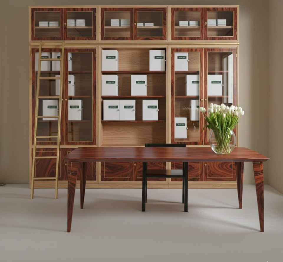 LUXURY BOOKCASE BEECH WOOD AND MAHOGANY VENEER