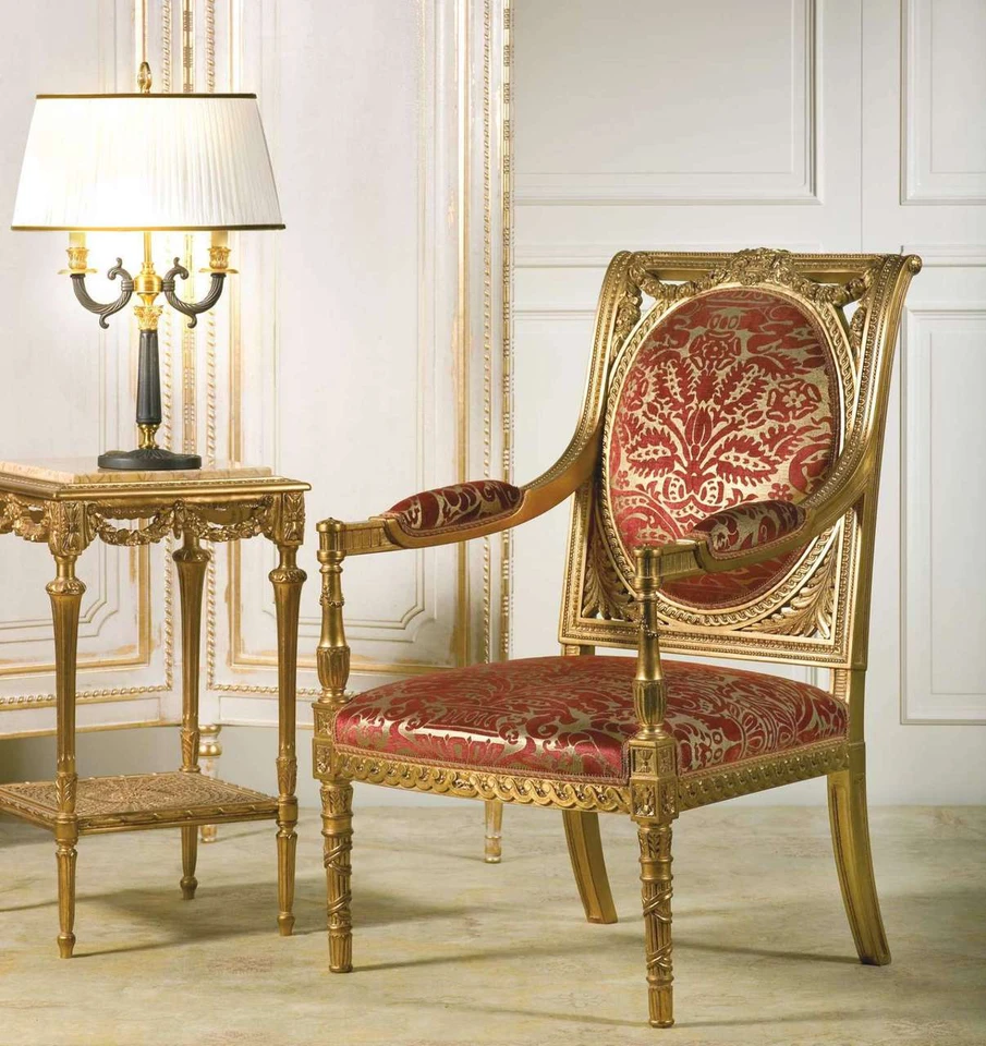 (C) Louis XVI Square Side Table, Gold Leaf