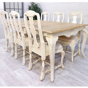 French Ivory Dining Table Set