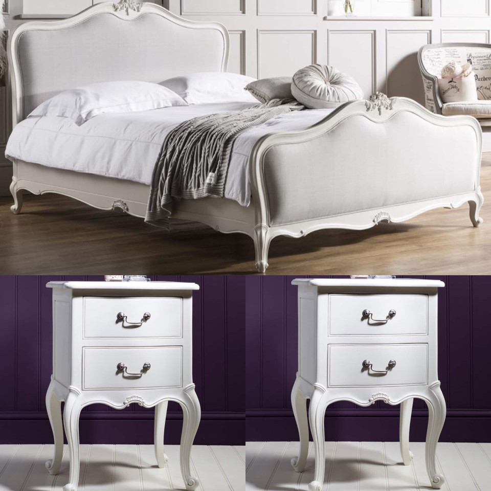 French Vanilla Upholstered Bedroom set