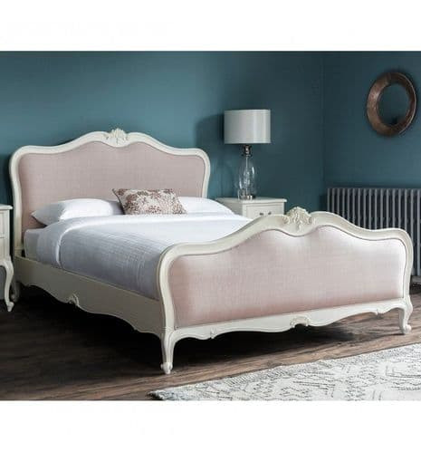 French Vanilla Upholstered Bedroom set Velvet