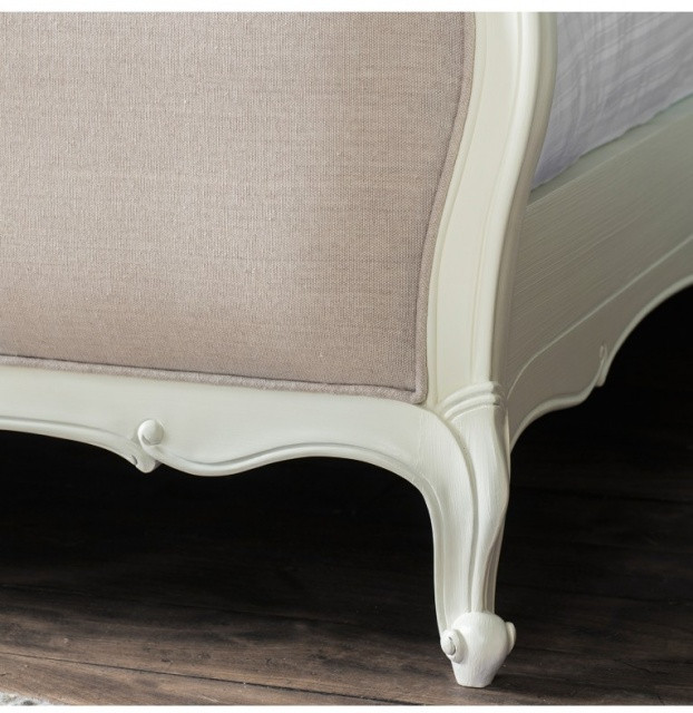 French Vanilla Upholstered Bedroom set Velvet