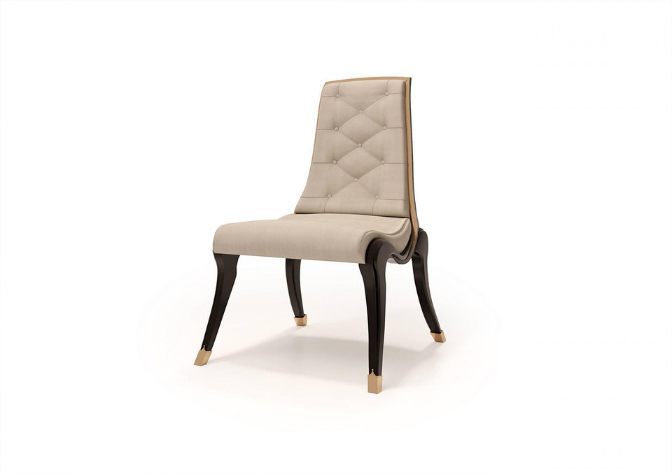 Tufted dining chair ivory and brown