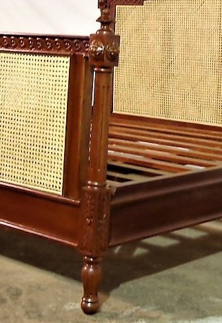 Rattan Bed French Country Style, Mohogany And Natural