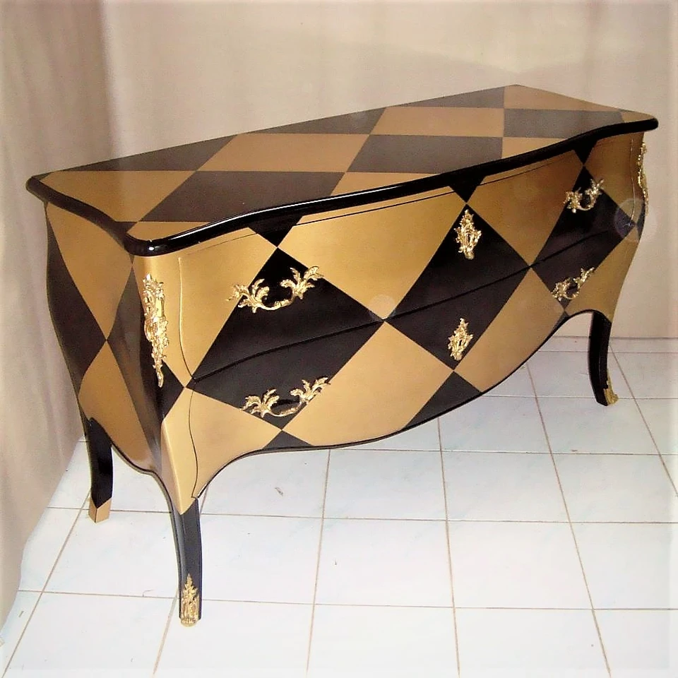 BLACK AND GOLD DRESSER