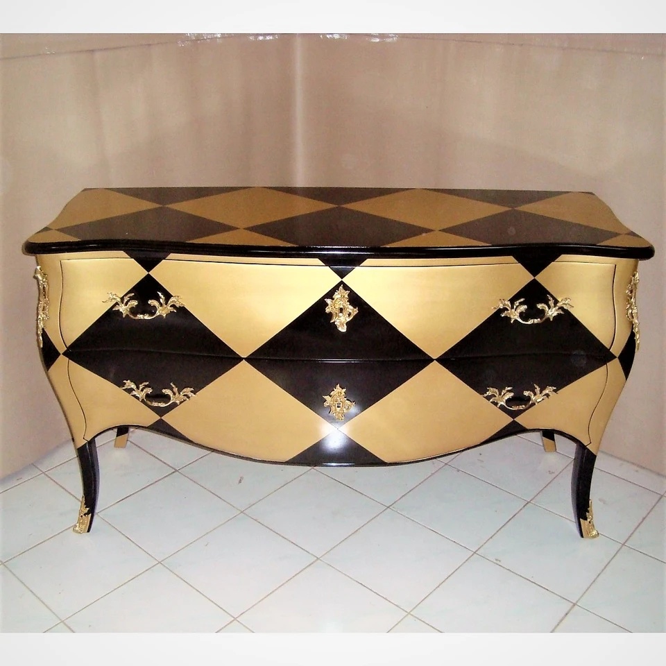 BLACK AND GOLD HARLEQUIN CHEST