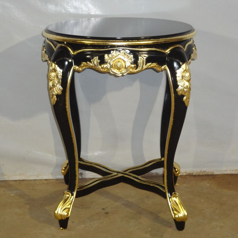 Louis XVI Side Table, Black and Gold