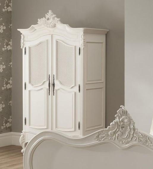 French Chateau Rattan Armoire Wardrobe Black