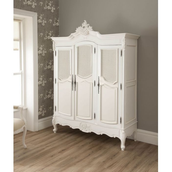 French Chateau Rattan Armoire Wardrobe Black