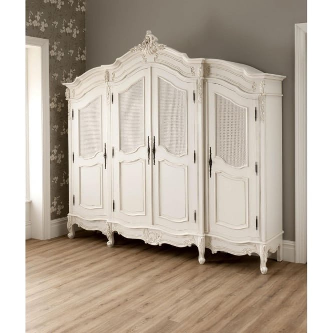 French Chateau Rattan Armoire Wardrobe Black