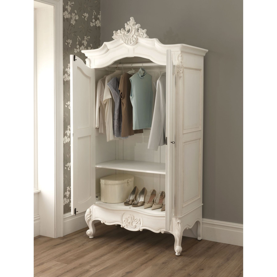 French Chateau Rattan Armoire Wardrobe Black