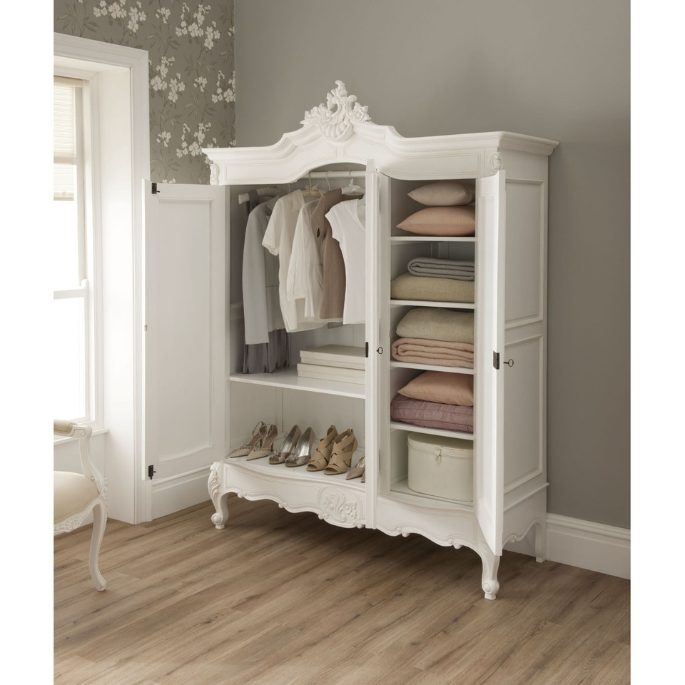 French Chateau Rattan Armoire Wardrobe Black