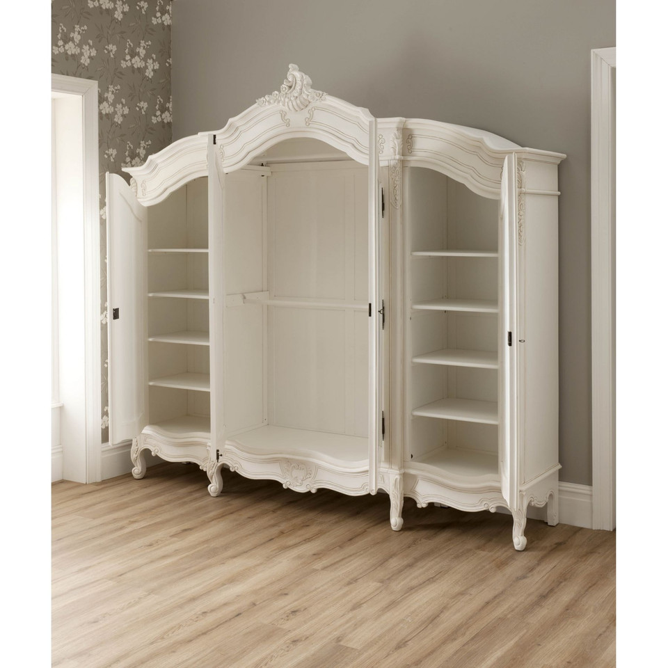 French Chateau Rattan Armoire Wardrobe Black