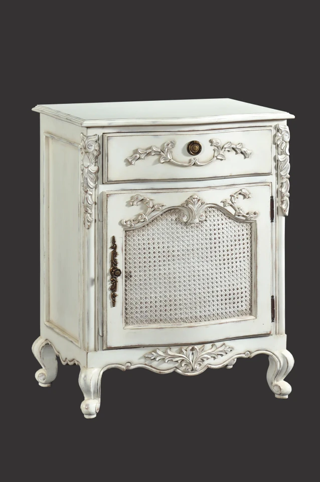 Louis XVI Rattan Wing Bed Frame, Light Blue Green